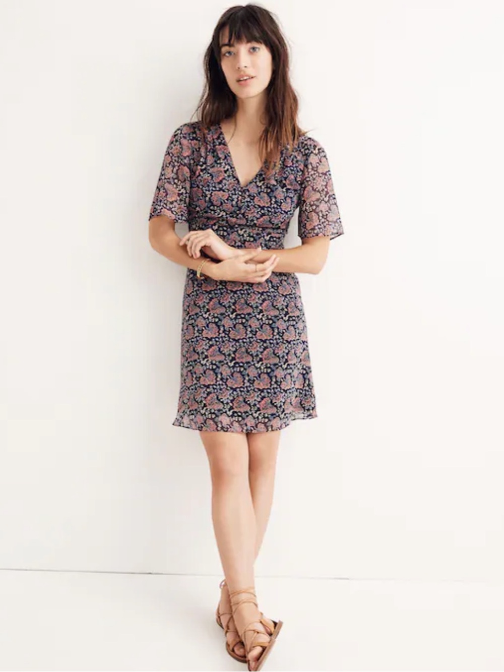 Madewell Orchard Flutter Sleeve Patterned Dress M 4